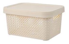 Корзина для хранения с крышкой Plast Team STOCKHOLM 10л молочный туман